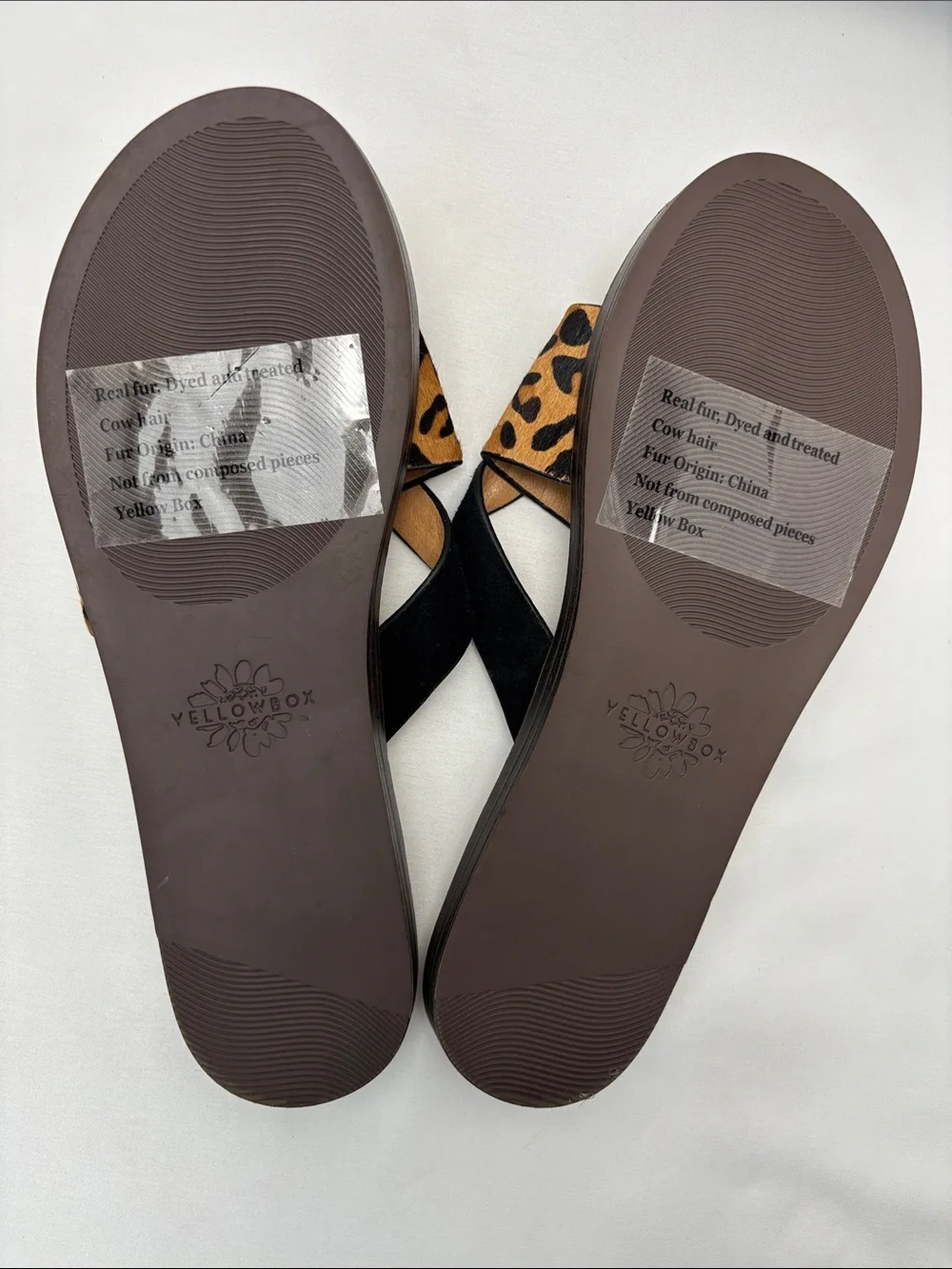 Yellow Box Women’s 7 Leopard Print Slide Sandals - Black & Tan#394 - Picture 13 of 15